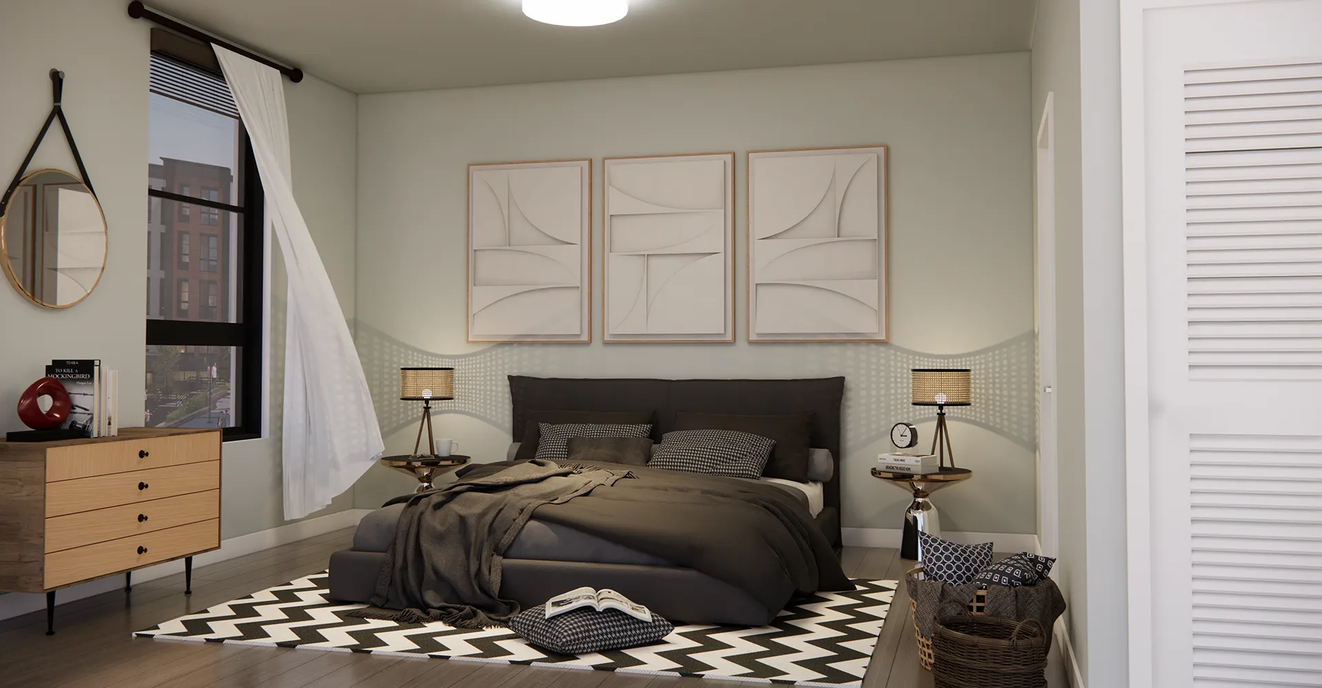 Rendering of a bedroom in The Upland at Barnaby & 7th